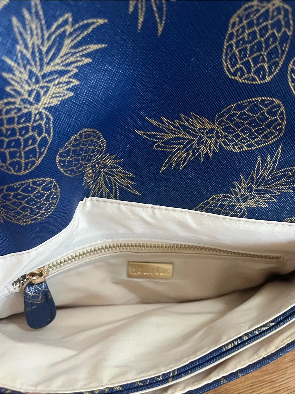 Deux Lux Navy with Gold Foil Pineapple Clutch
